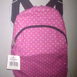 Pink Polka Dot Backpack/Travel/Hiking/ School Bag 2 Strap